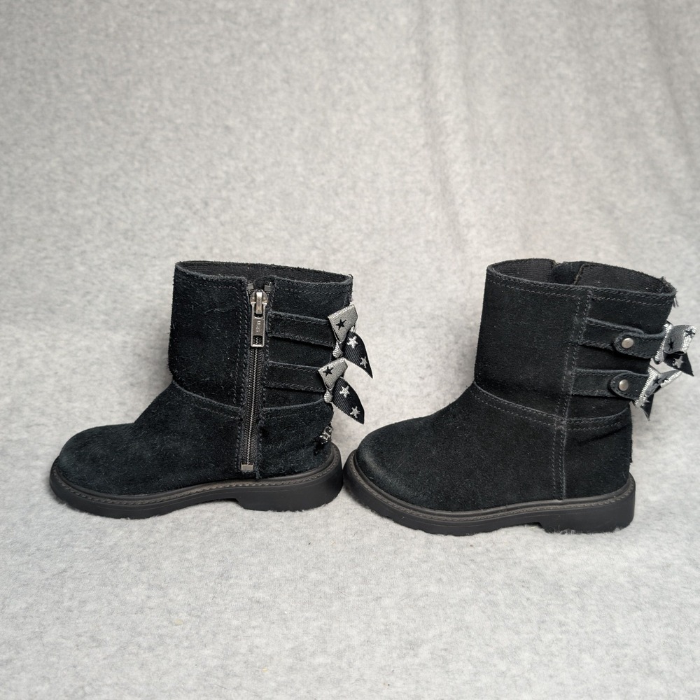 UGG Boots Toddler 8 Black Zip Silver Star Bow - Picture 12 of 13